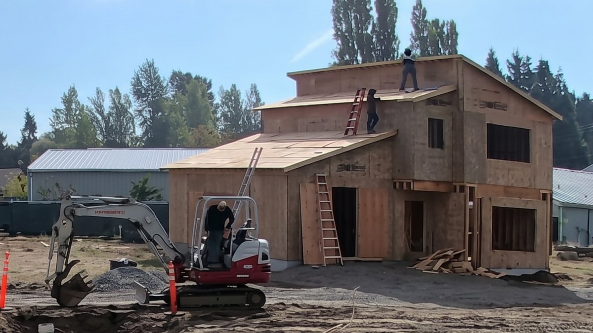 The Stratton under construction at 3920 San Juan Avenue, Port Townsend, WA: trenching in the utilities