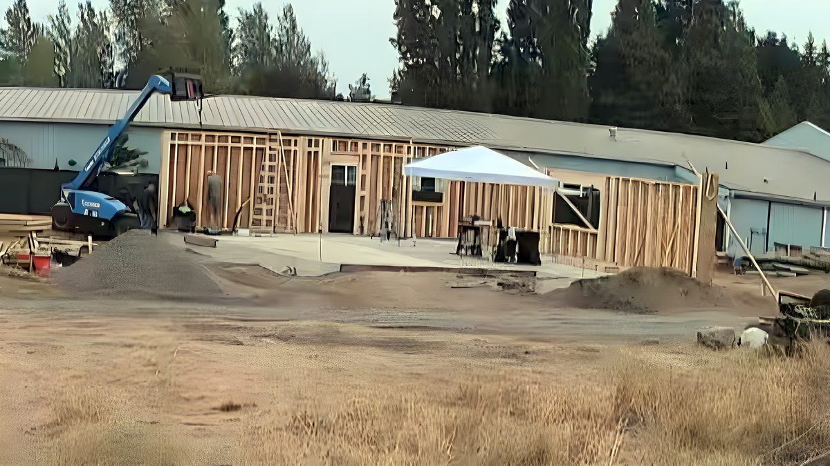 The Stratton under construction at 3920 San Juan Avenue, Port Townsend: framing the first floor